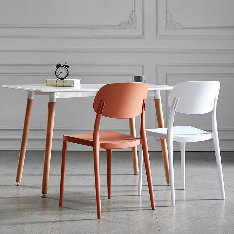 Scandinavian Plastic Armless Dining Chairs Stackable Open Back Side Chair (Set of 4)