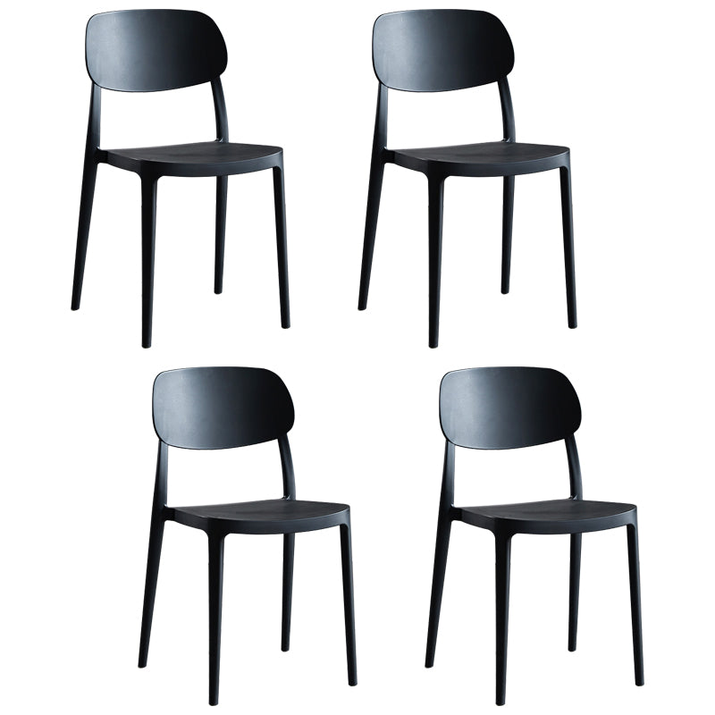 Scandinavian Plastic Armless Dining Chairs Stackable Open Back Side Chair (Set of 4)