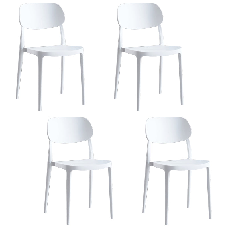 Scandinavian Plastic Armless Dining Chairs Stackable Open Back Side Chair (Set of 4)