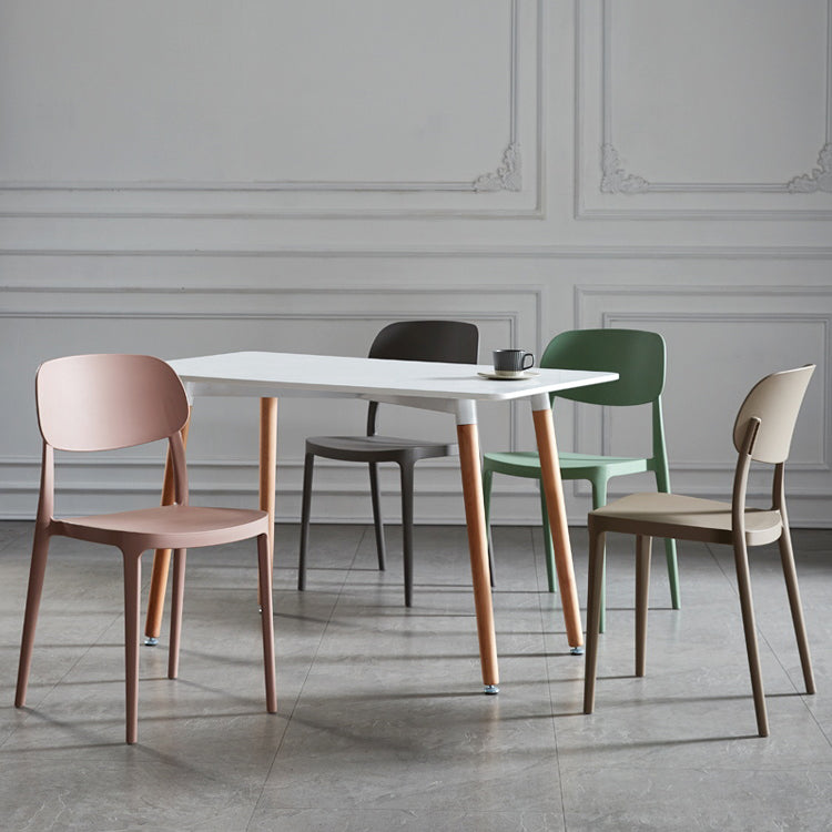 Scandinavian Plastic Armless Dining Chairs Stackable Open Back Side Chair (Set of 4)