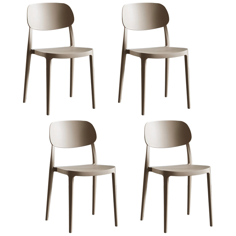 Scandinavian Plastic Armless Dining Chairs Stackable Open Back Side Chair (Set of 4)