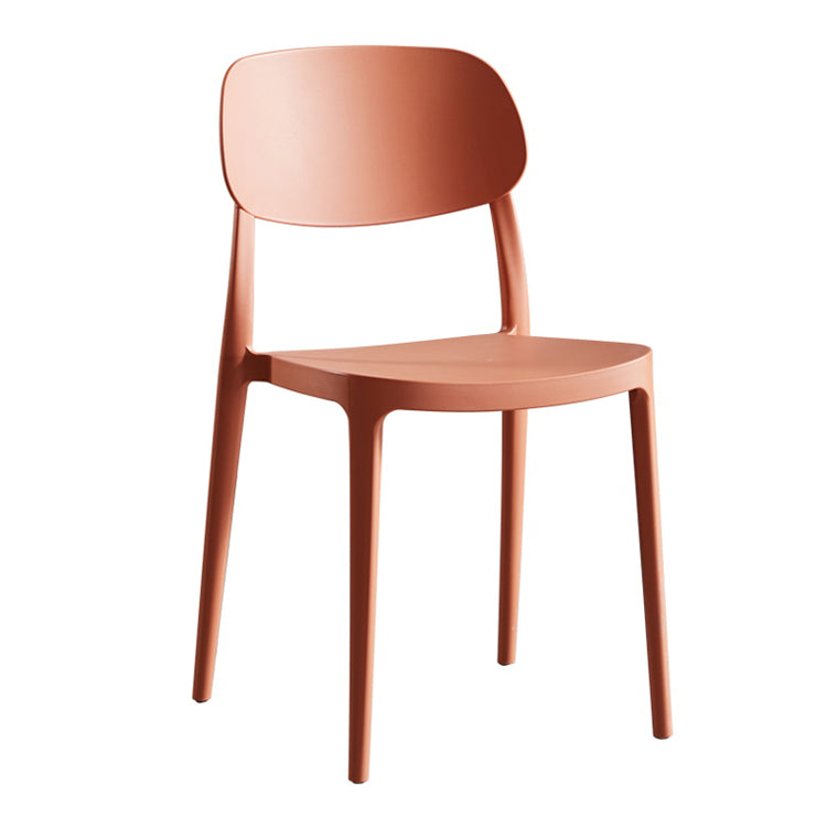 Scandinavian Plastic Armless Dining Chairs Stackable Open Back Side Chair (Set of 4)