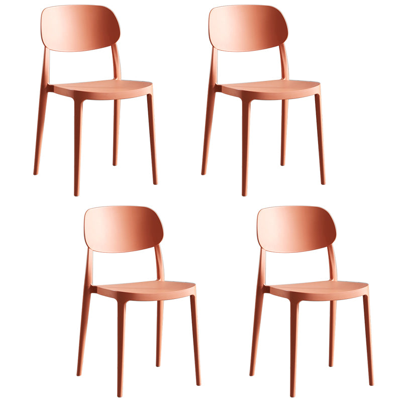 Scandinavian Plastic Armless Dining Chairs Stackable Open Back Side Chair (Set of 4)