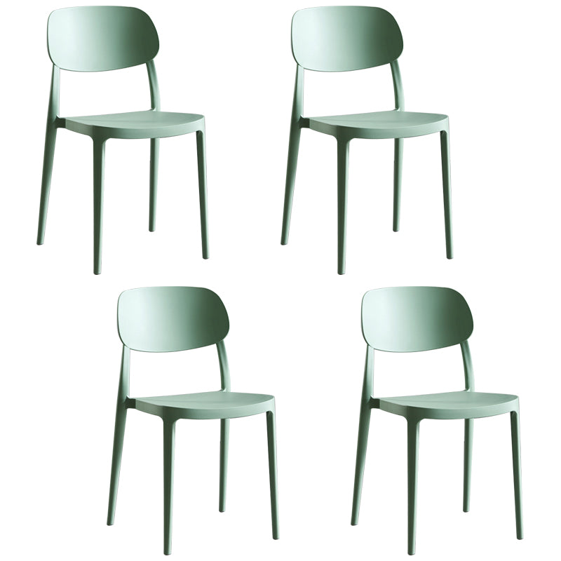 Scandinavian Plastic Armless Dining Chairs Stackable Open Back Side Chair (Set of 4)