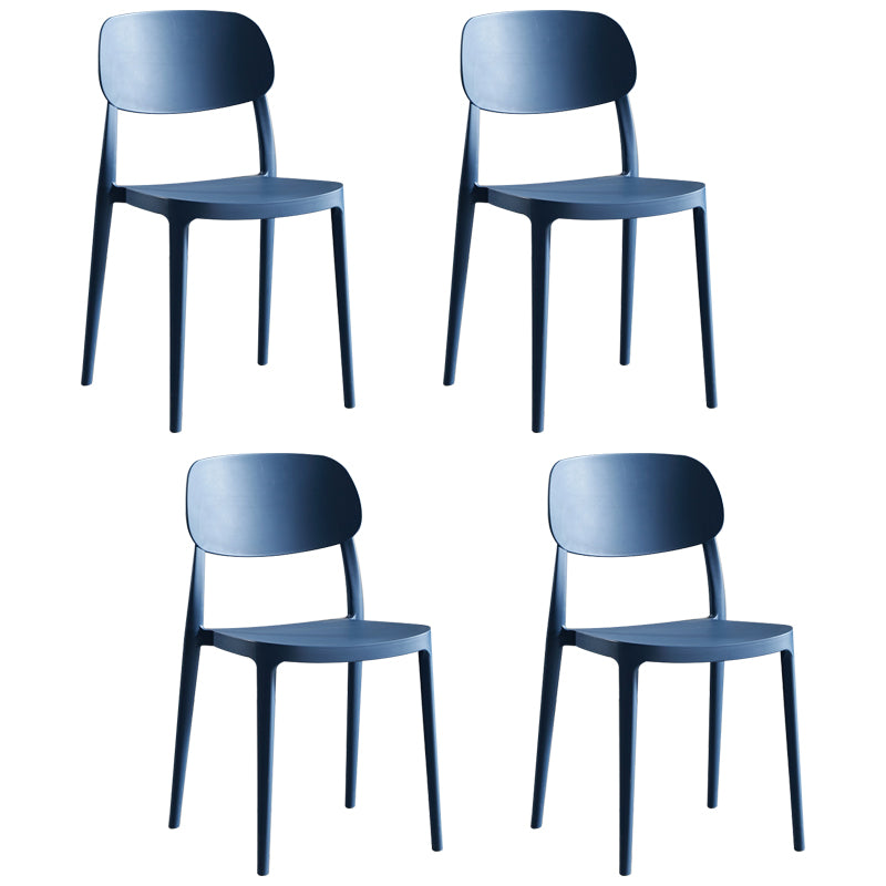 Scandinavian Plastic Armless Dining Chairs Stackable Open Back Side Chair (Set of 4)