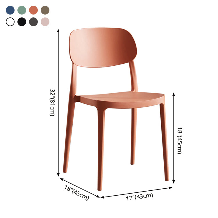 Scandinavian Plastic Armless Dining Chairs Stackable Open Back Side Chair (Set of 4)