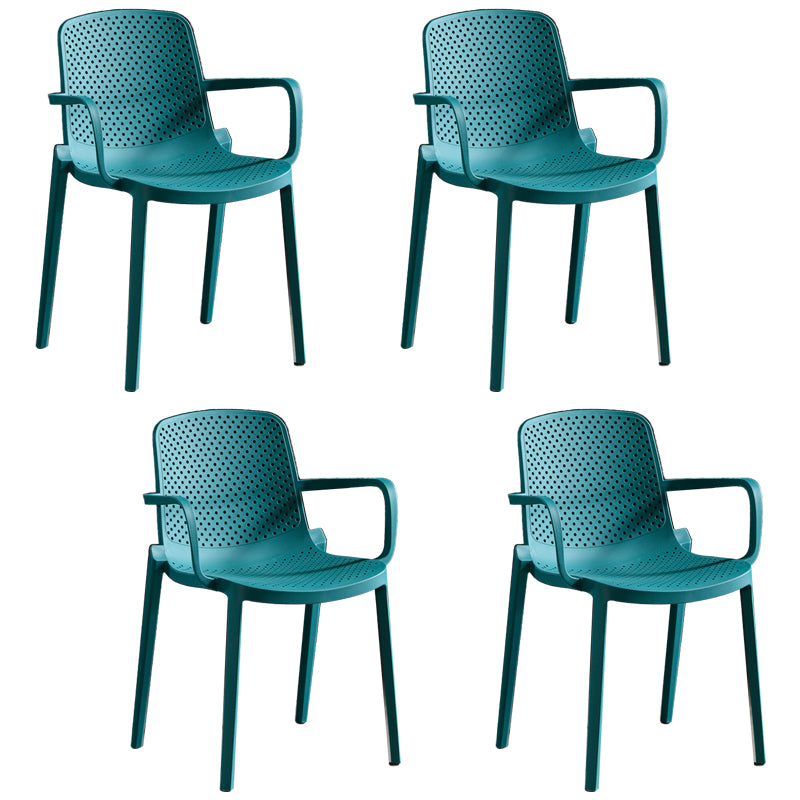 Sillas de comedor escandinavas Sillones con respaldo sólido de plástico (juego de 4)