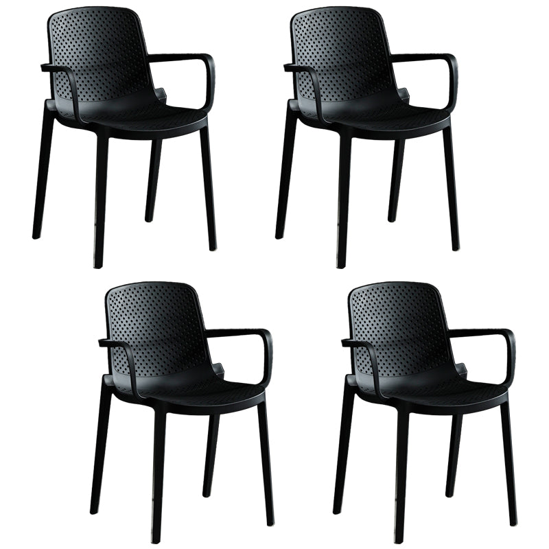 Sillas de comedor escandinavas Sillones con respaldo sólido de plástico (juego de 4)