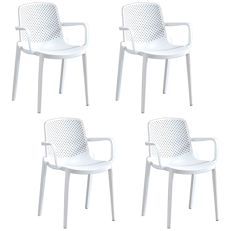 Sillas de comedor escandinavas Sillones con respaldo sólido de plástico (juego de 4)
