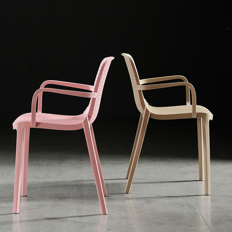 Sillas de comedor escandinavas Sillones con respaldo sólido de plástico (juego de 4)