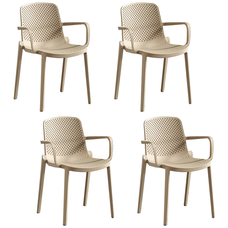 Sillas de comedor escandinavas Sillones con respaldo sólido de plástico (juego de 4)