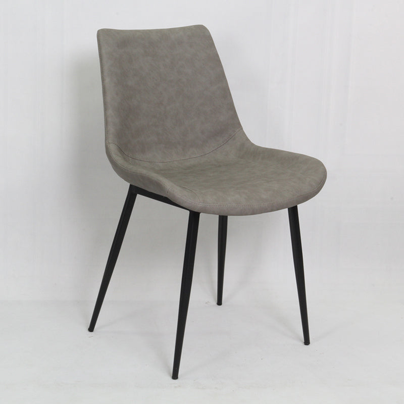 Silla de comedor de cuero de estilo escandinavo, respaldo sólido, silla de comedor de un solo brazo para el hogar