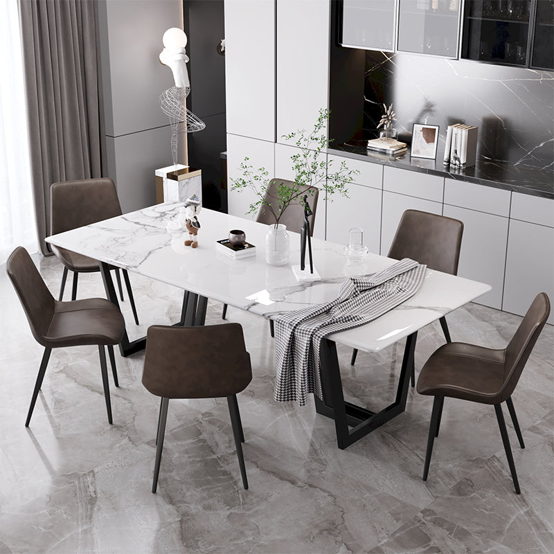 Silla de comedor de cuero de estilo escandinavo, respaldo sólido, silla de comedor de un solo brazo para el hogar