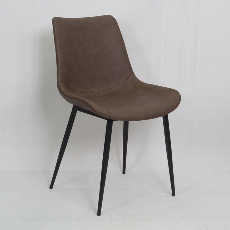 Silla de comedor de cuero de estilo escandinavo, respaldo sólido, silla de comedor de un solo brazo para el hogar