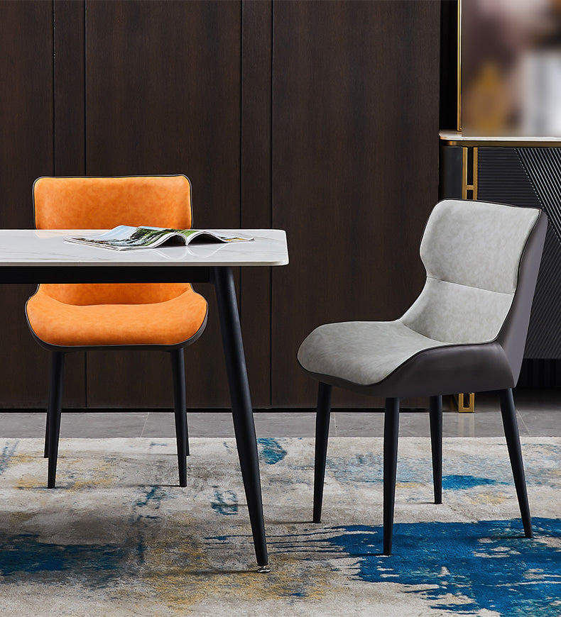 Contemporary Style Metal Dining Chairs Wingback Arm Dining Side Chair for Kitchen