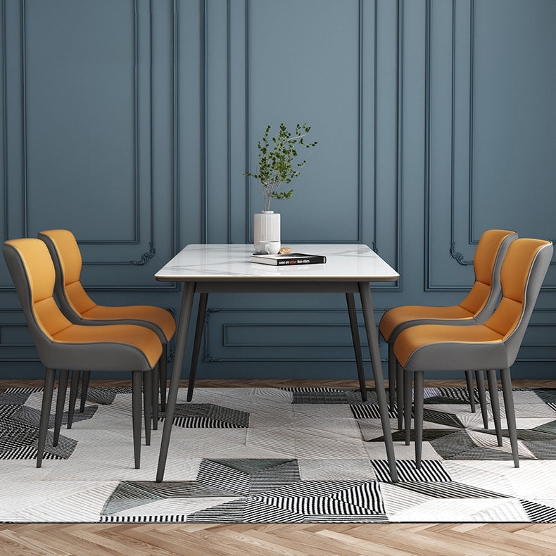 Contemporary Style Metal Dining Chairs Wingback Arm Dining Side Chair for Kitchen