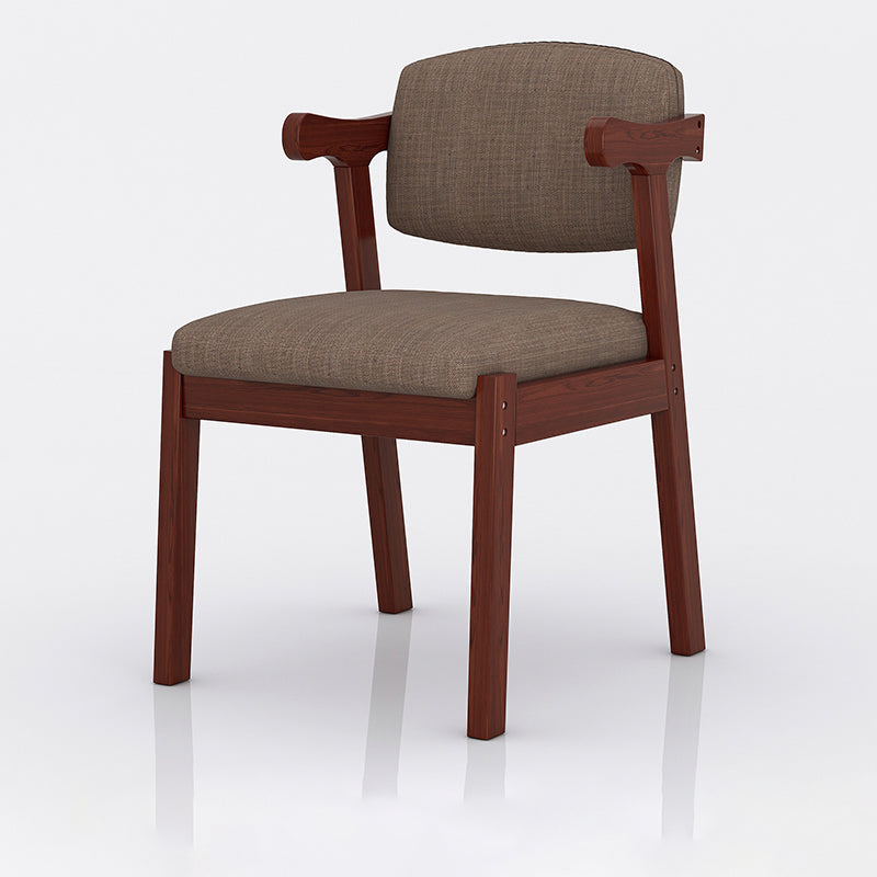 Silla de madera moderna para interiores y exteriores, silla lateral de comedor acolchada con respaldo abierto para el hogar
