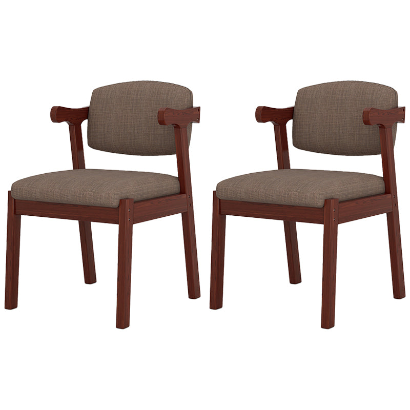 Silla de madera moderna para interiores y exteriores, silla lateral de comedor acolchada con respaldo abierto para el hogar