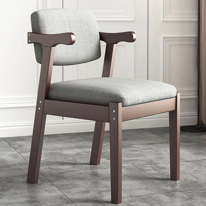 Silla de madera moderna para interiores y exteriores, silla lateral de comedor acolchada con respaldo abierto para el hogar