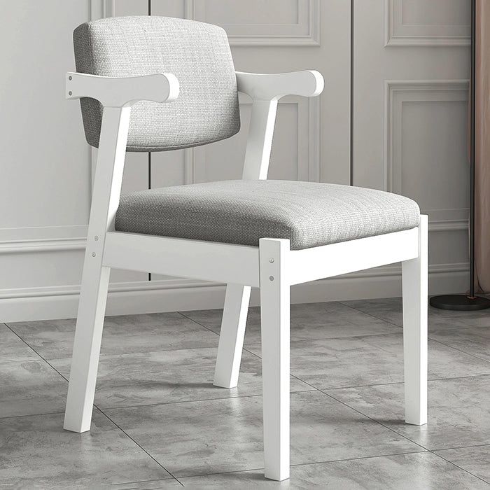 Silla de madera moderna para interiores y exteriores, silla lateral de comedor acolchada con respaldo abierto para el hogar