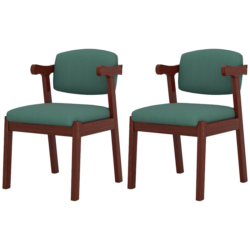 Silla de madera moderna para interiores y exteriores, silla lateral de comedor acolchada con respaldo abierto para el hogar