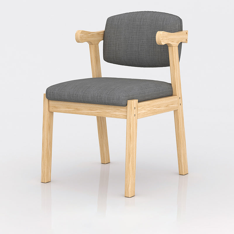 Silla de madera moderna para interiores y exteriores, silla lateral de comedor acolchada con respaldo abierto para el hogar