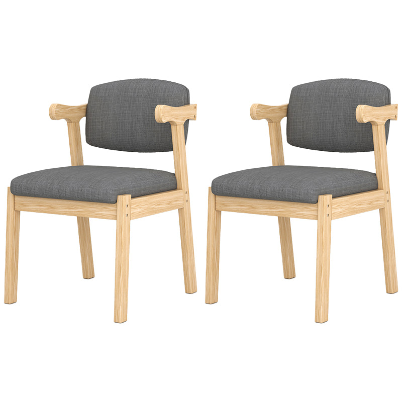 Silla de madera moderna para interiores y exteriores, silla lateral de comedor acolchada con respaldo abierto para el hogar