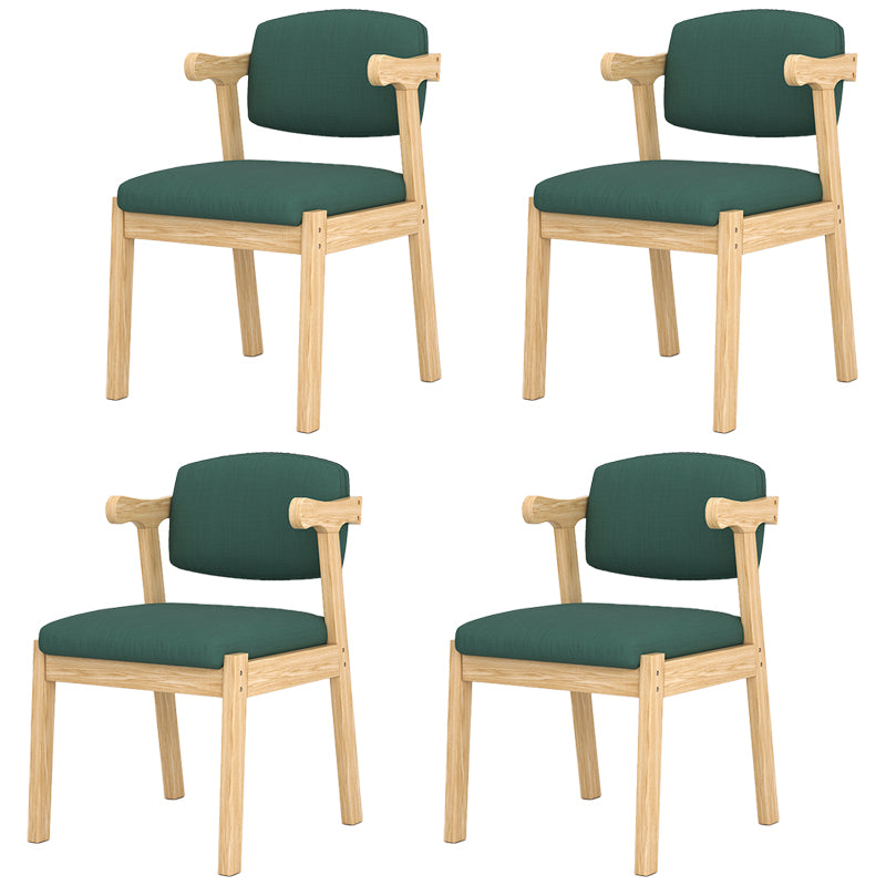 Silla de madera moderna para interiores y exteriores, silla lateral de comedor acolchada con respaldo abierto para el hogar