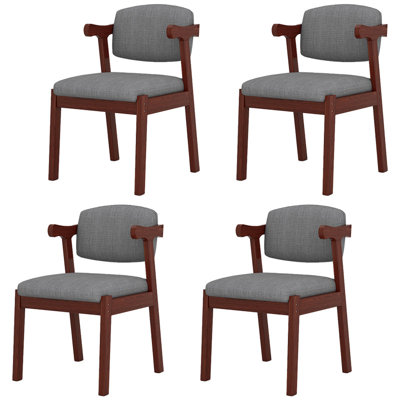 Silla de madera moderna para interiores y exteriores, silla lateral de comedor acolchada con respaldo abierto para el hogar