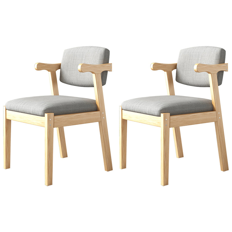 Silla de madera moderna para interiores y exteriores, silla lateral de comedor acolchada con respaldo abierto para el hogar
