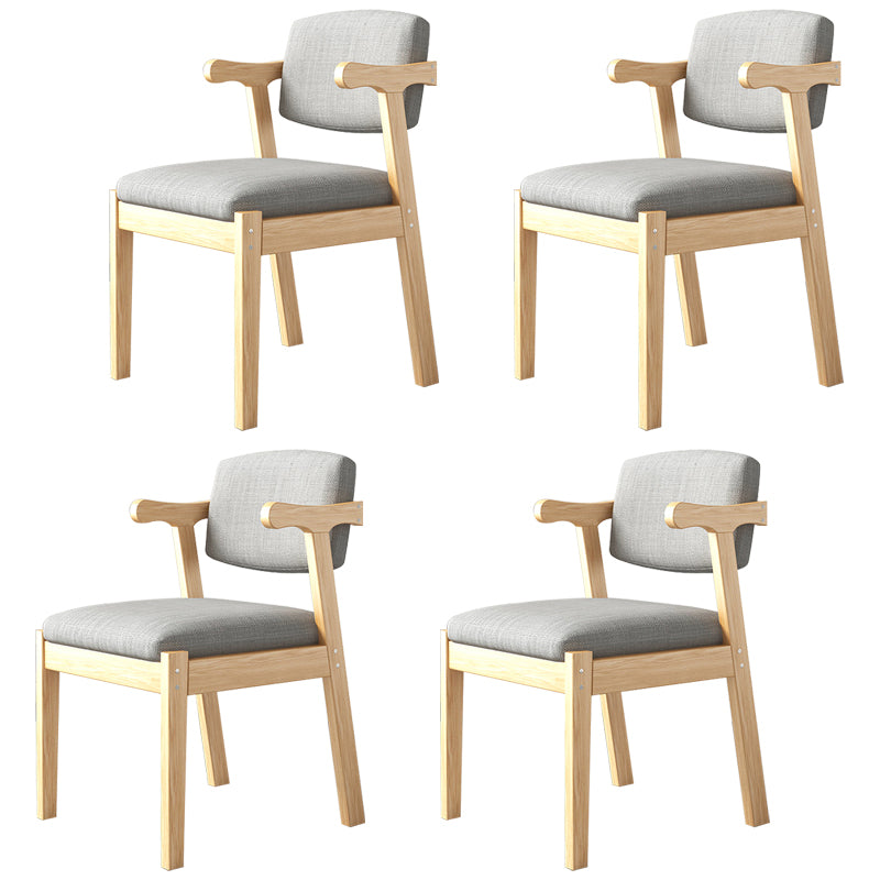 Silla de madera moderna para interiores y exteriores, silla lateral de comedor acolchada con respaldo abierto para el hogar