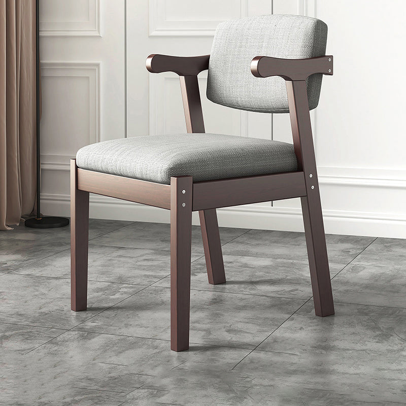 Silla de madera moderna para interiores y exteriores, silla lateral de comedor acolchada con respaldo abierto para el hogar