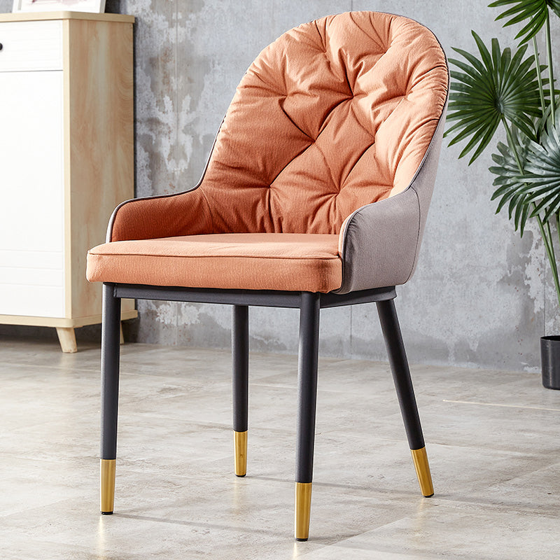 Sillas de comedor de metal de estilo nórdico, silla lateral de comedor con brazo Parsons para cocina