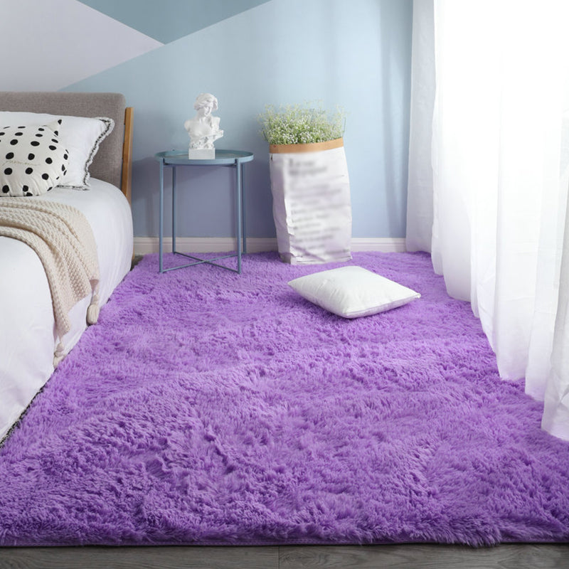Modern Solid Shag Carpet Polyester Indoor Rug Non-Slip Backing Area Carpet for Adult's Bedroom