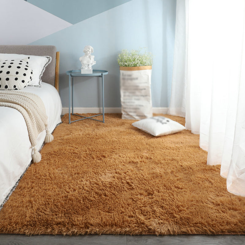 Modern Solid Shag Carpet Polyester Indoor Rug Non-Slip Backing Area Carpet for Adult's Bedroom