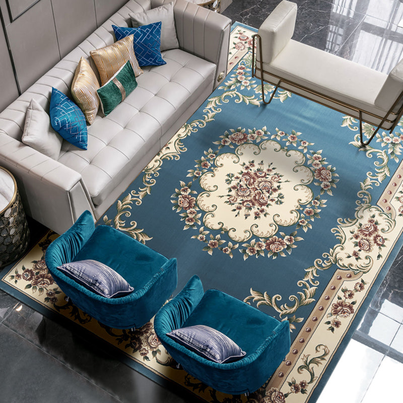Alfombra de alfombra de alfombra estampada de flores victoriana alfombra antideslizante alfombra de interior para sala de estar para sala de estar