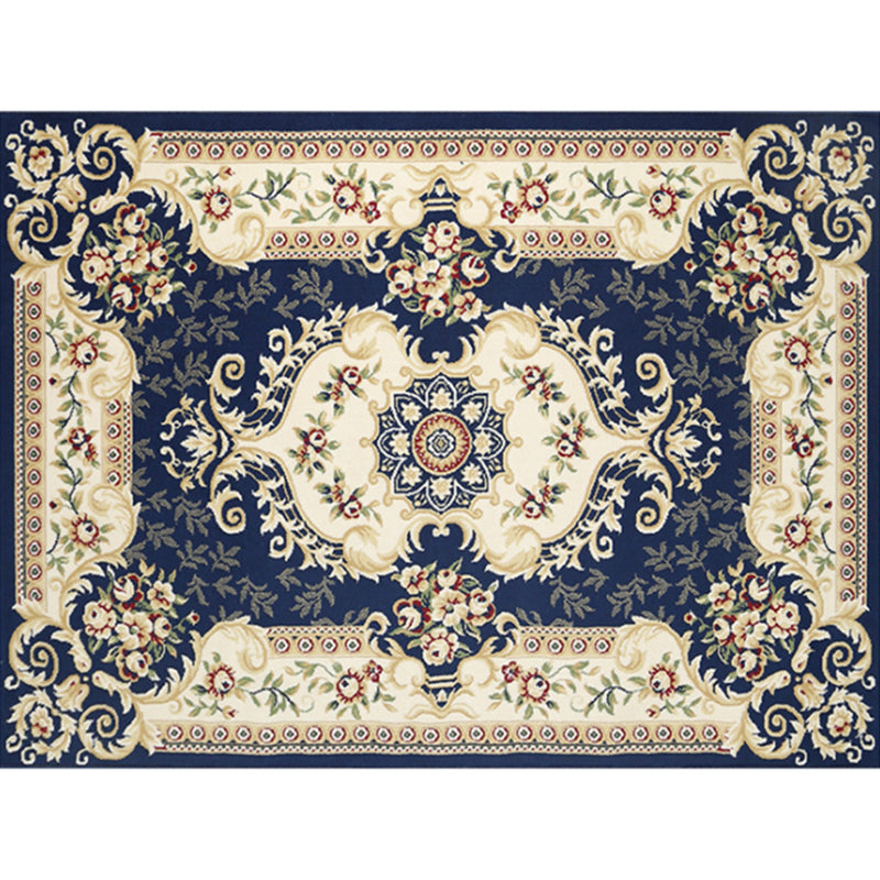 Traditional Flower Pattern Carpet Polyester Indoor Rug Stain Resistant Area Carpet for Living Room