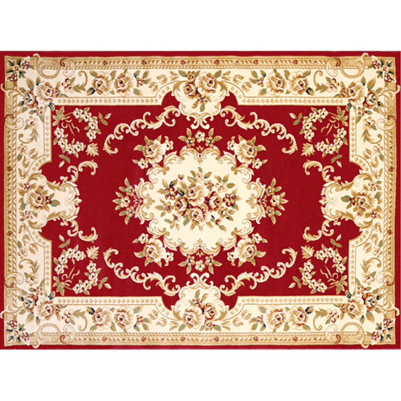 Traditional Flower Pattern Carpet Polyester Indoor Rug Stain Resistant Area Carpet for Living Room