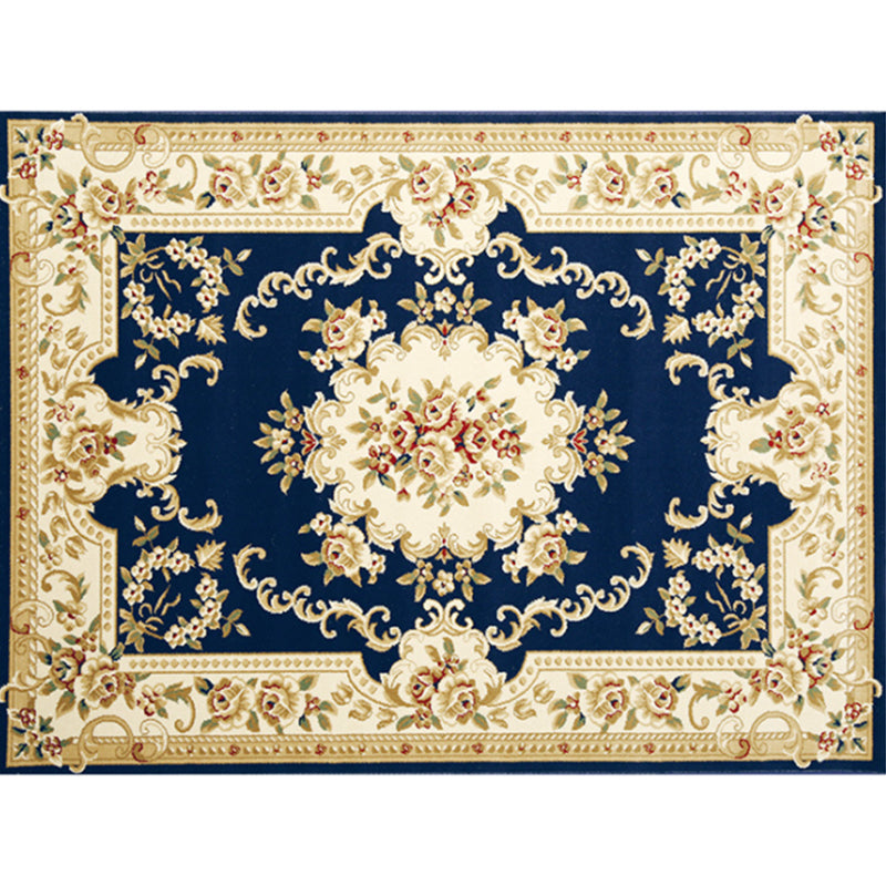 Traditional Flower Pattern Carpet Polyester Indoor Rug Stain Resistant Area Carpet for Living Room