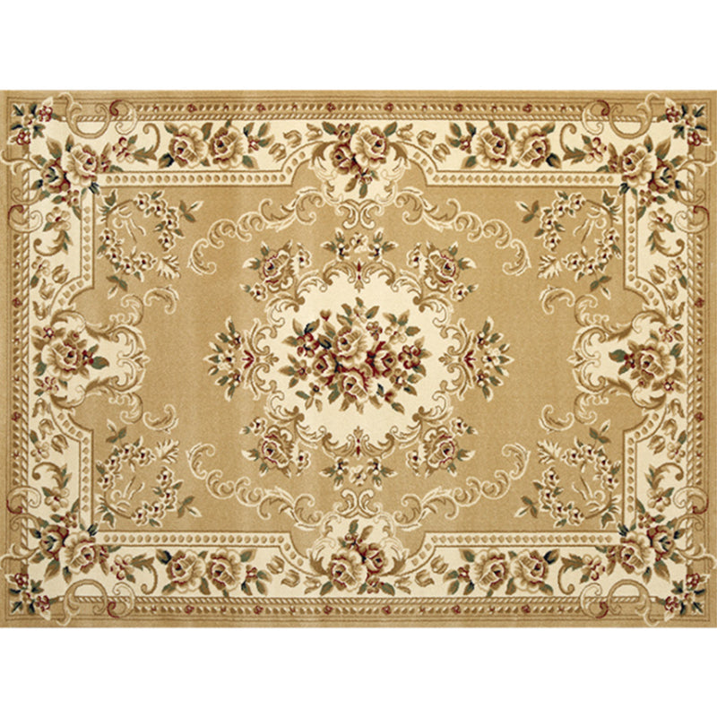 Traditional Flower Pattern Carpet Polyester Indoor Rug Stain Resistant Area Carpet for Living Room