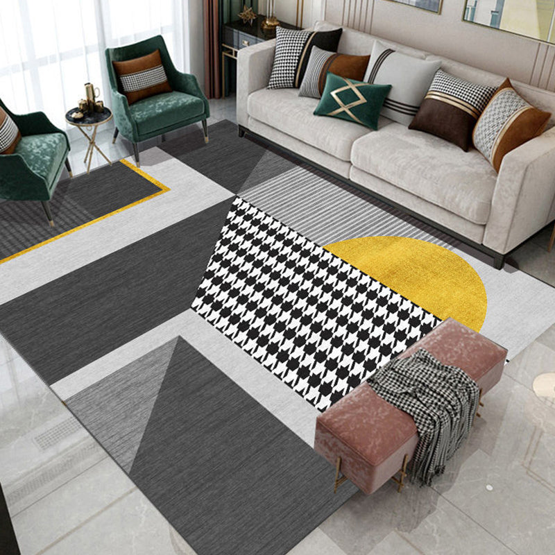 Modern geometrisch patroon Tapijt Grijs Polyester Gebied Rug vlekbestendig gebied Rug voor thuisdecoratie
