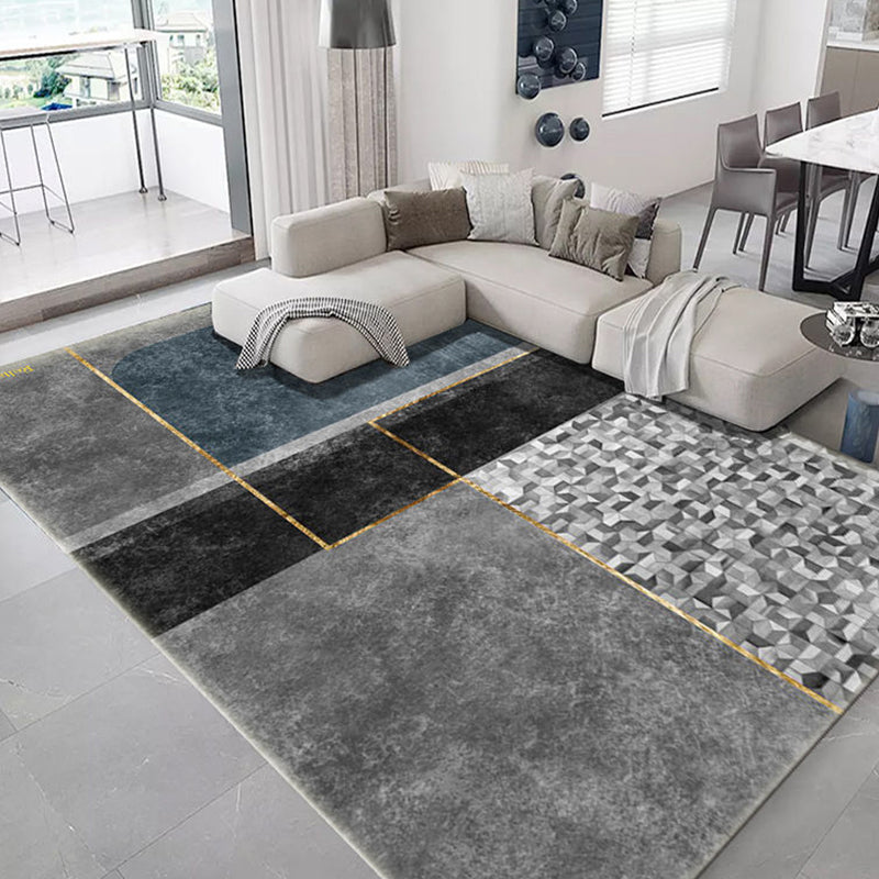 Modern geometrisch patroon Tapijt Grijs Polyester Gebied Rug vlekbestendig gebied Rug voor thuisdecoratie