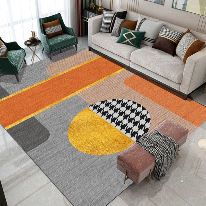 Modern geometrisch patroon Tapijt Grijs Polyester Gebied Rug vlekbestendig gebied Rug voor thuisdecoratie
