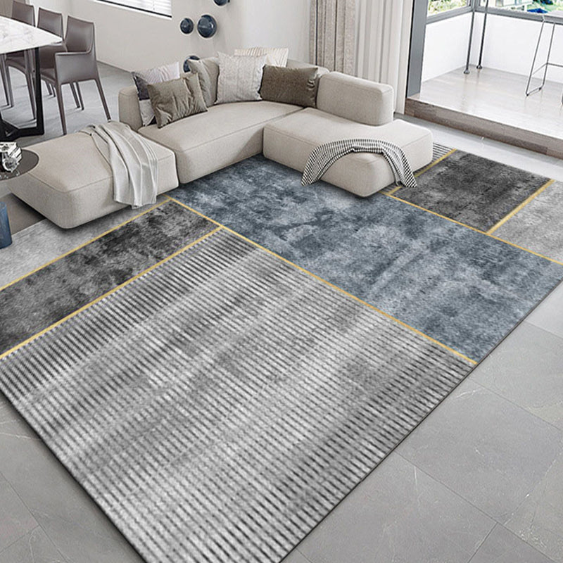Área de sala de estar gris alfombra de la alfombra del área de impresión geométrica moderna alfombra resistente