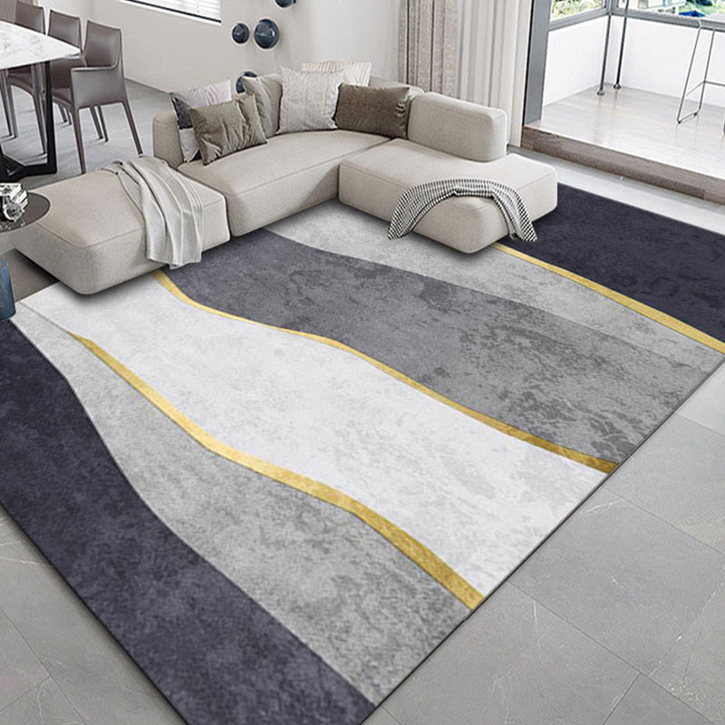 Área de sala de estar gris alfombra de la alfombra del área de impresión geométrica moderna alfombra resistente