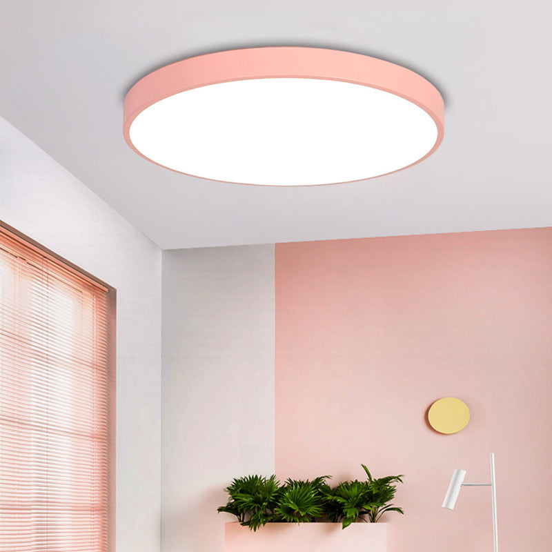 1-Light Round Flush Ceiling Light Fixture Modern Style Metal Led Flush Mount