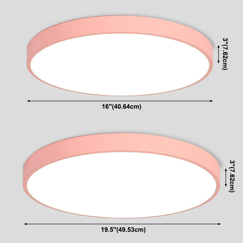 1-Light Round Flush Ceiling Light Fixture Modern Style Metal Led Flush Mount