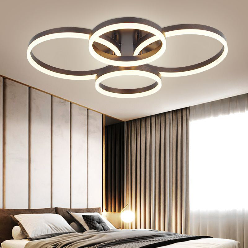 Lámpara de techo circular minimalista, luces de montaje empotrado de techo acrílico de 4 luces para sala de estar