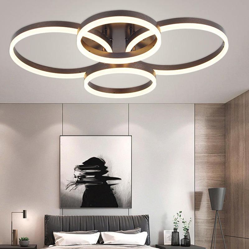 Lámpara de techo circular minimalista, luces de montaje empotrado de techo acrílico de 4 luces para sala de estar