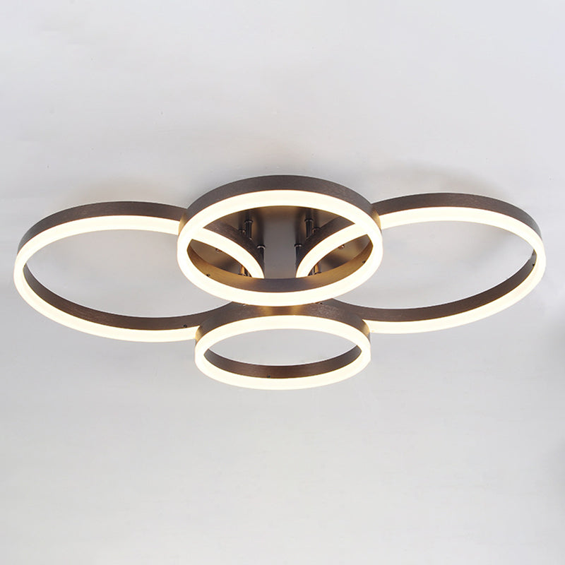 Lámpara de techo circular minimalista, luces de montaje empotrado de techo acrílico de 4 luces para sala de estar